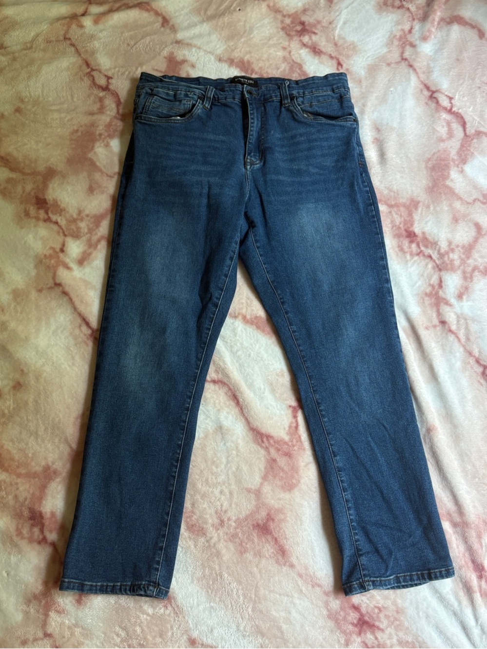 Kenneth Cole Men's Dark Blue Straight Jeans
